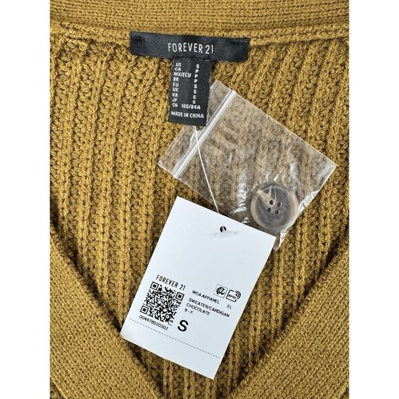 Forever 21 Women’s Cropped Balloon Sleeve Cardigan Sweater S Chocolate Brown - Picture 6 of 8